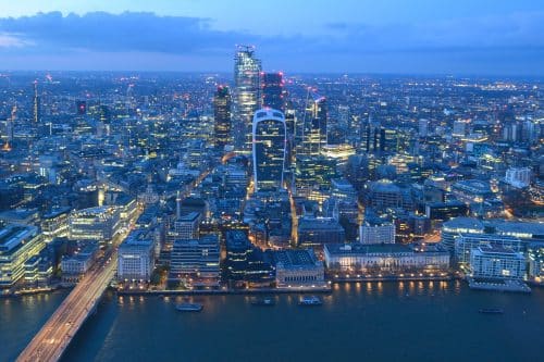 Landscape view of the London skyline. Picture taken from The View From The Shard